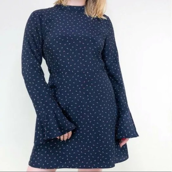 J.O.A Navy Mockneck Dress Size Small - Picture 2 of 8